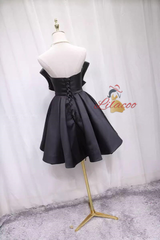 Black Satin Strapless Homecoming Dress