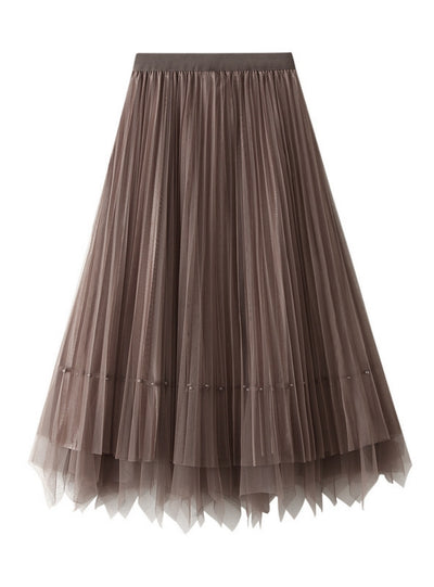 High Waist Pleated Irregular Skirt