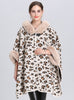 Loose Leopard Print Hooded Knitted Cloak Shawl Coat