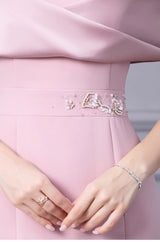 Pink Scoop Neck Mermaid Beading Mother Of The Bride Dress