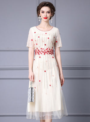 Champagne Sequins Flower Mother Of The Bride Dress