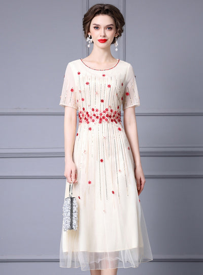 Champagne Sequins Flower Mother Of The Bride Dress