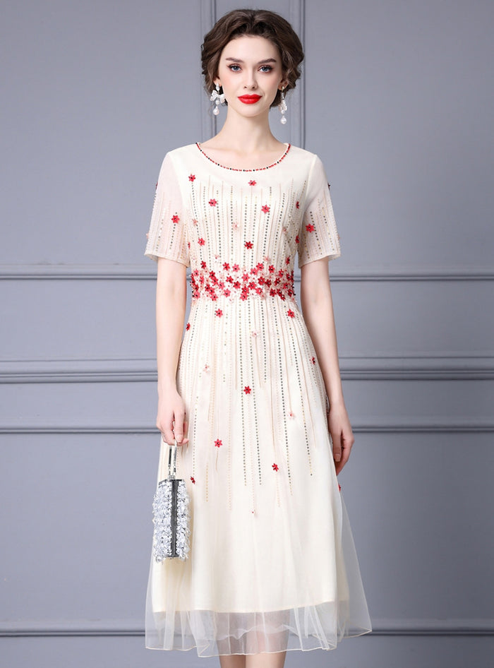 Champagne Sequins Flower Mother Of The Bride Dress