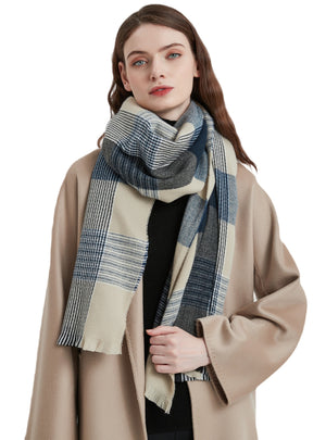 Women Checked Warm Scarf