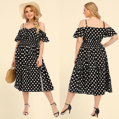Polka-dot Suspender Loose Dress