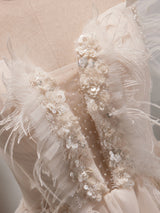 Ivory Tulle Off the Shoulder Sequins Homecoming Dress