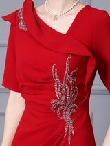 Short Sleeve Split Mother Of The Bride Dress
