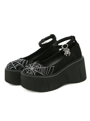 Retro Thick-soled Spider Web Mary Jane Shoes