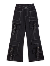 Retro Pocket Loose Leisure Wide Leg Jeans