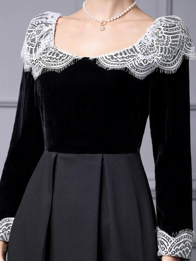 Black Satin Velvet Mother Of The Bride Dress