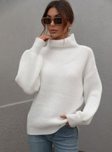 Solid Color Pullover Loose Turtle Neck Sweater