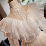 Ivory White Lace High Neck Wedding Dress