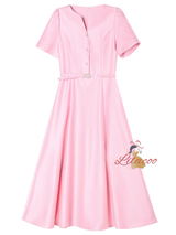 Pink Satin Short Sleeve Mother Of The Bride Dress