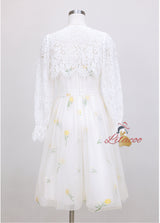 Round Neck Flared Sleeve Lace Sling Dress