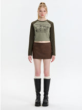 Long Sleeve Retro Contrast T-Shirt