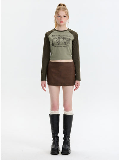 Long Sleeve Retro Contrast T-Shirt