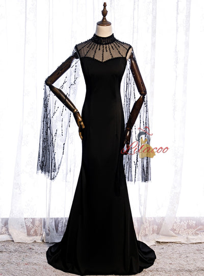 Sexy Light Blue High Neck Beading Prom Dress