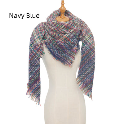 Women Fine Plaid Square Scarf