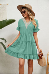 Summer Jacquard V-neck Loose Dress