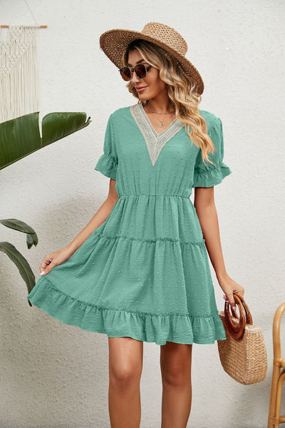 Summer Jacquard V-neck Loose Dress