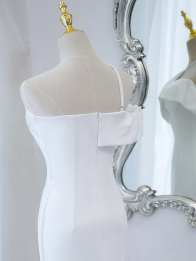 White Mermaid Straps Prom Dress