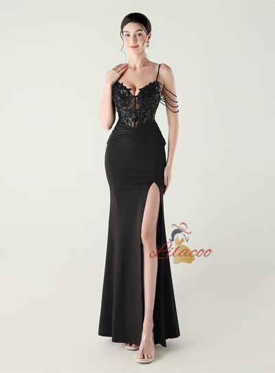 Memraid Spaghetti Straps Appliques Prom Dress