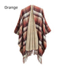 Checked Tassel Split Shawl