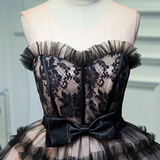Black Tulle Lace Strapless Homecoming Dress