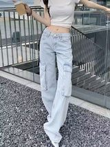 Pocket Wide-leg Jeans Pant