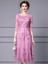 Black Short Sleeve Beading Mother Of The Bride Dress