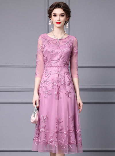 Black Short Sleeve Beading Mother Of The Bride Dress