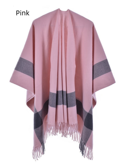 Knitted Double-sided Plaid Cashmere Shawl