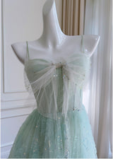 Green Sequins Mesh Suspender Dress