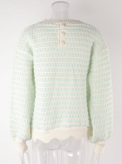 Round Neck Openwork Pullover Sweater
