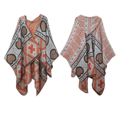 Cashmere-like Jacquard Flanged Hooded Shawl