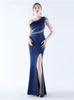 One Shoulder Split Beading Prom Dress