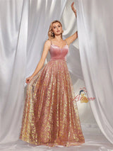 Sexy Pink Sling Long Prom Dress