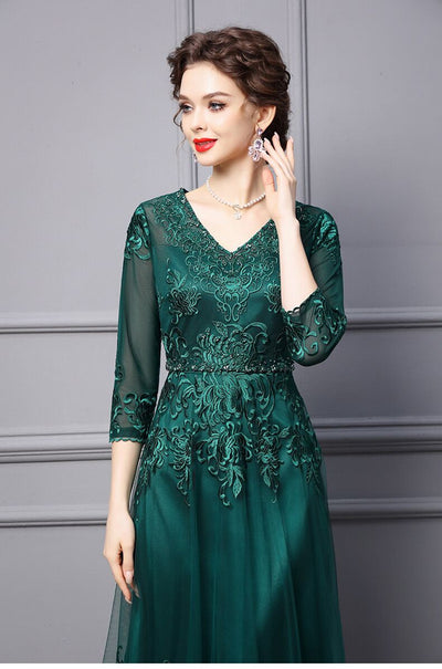 Dark Green Tulle Mother Of The Bride Dress
