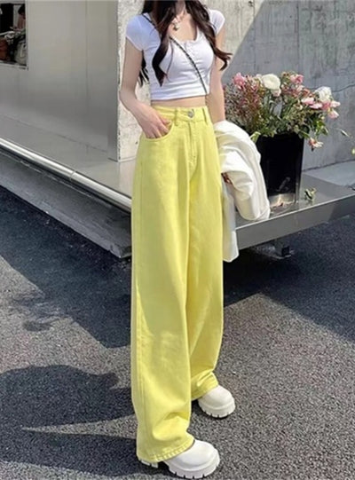 Fuchsia Oversize Straight Pants Jeans