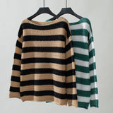 Contrast Striped Casual Loose Sweater