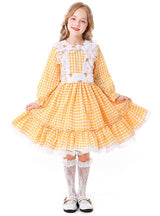 Yellow Plaid Floral Colonial Girl Clothes