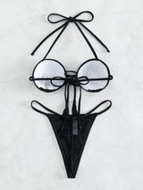 Hot Rhinestone Swimsuit Thong Hard Cup Bikini