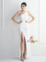 Sequins One Shoulder Split Prom Dress
