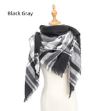 Wine Red Plaid Square Scarf