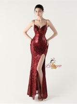 Mermaid Spaghetti Straps Split prom Dress