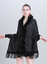 Scarf Leopard Tassel Knit Shawl