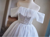 Gray Tulle Off the Shoulder Beading Homecoming Dress