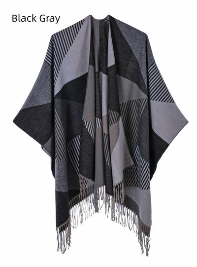 Fringed Split Warm Cashmere Cloak