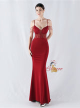 Mermaid Spaghetti Straps Beading Prom Dress