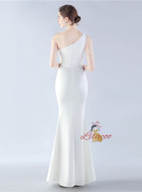 One Shoulder Split Beading Prom Dress